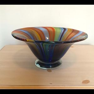 Badash multicolored hand blown glass fruit bowl